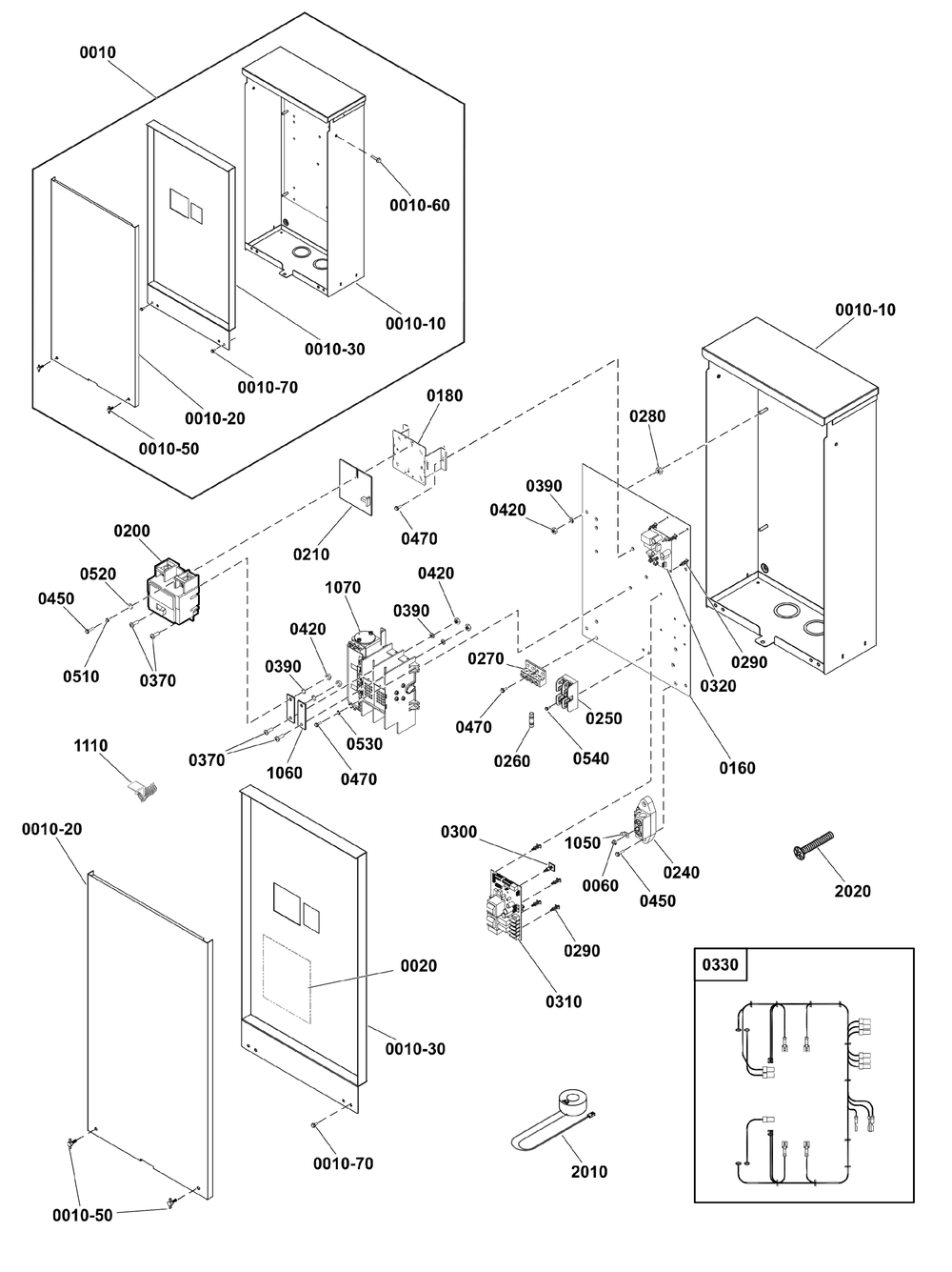 Transfer Switch - Hingeless Enclosure Diagram and Parts List for 040625-00  Briggs and Stratton Generator